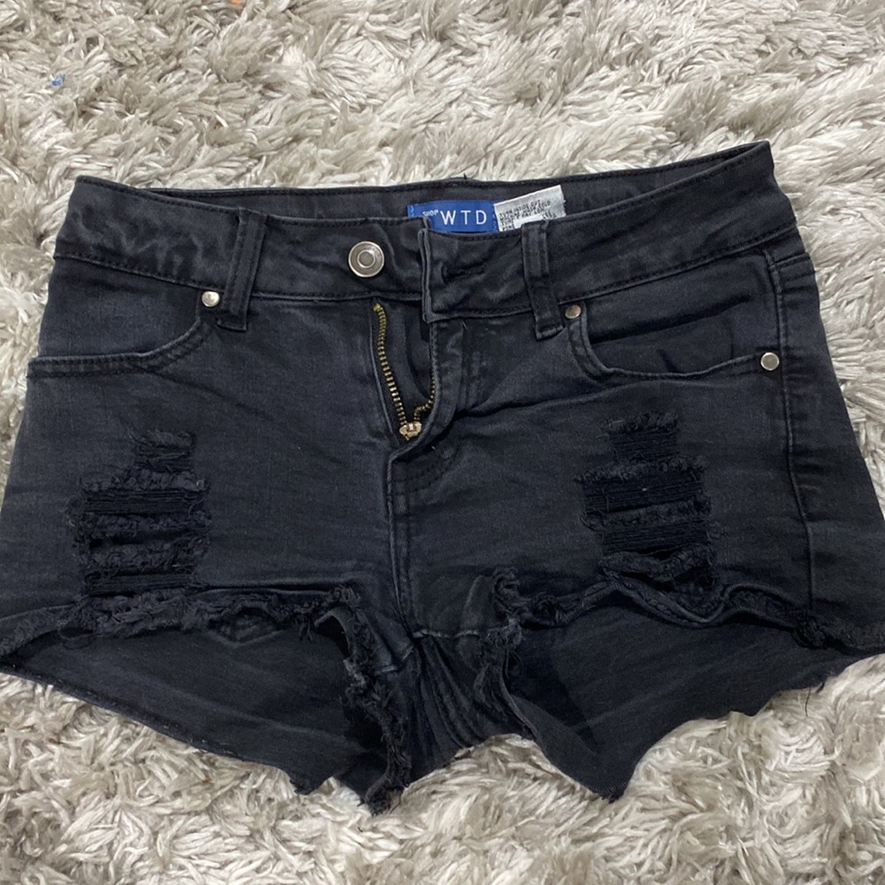 Black ripped Jean shorts